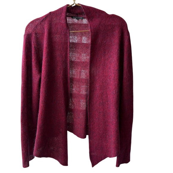 Eileen Fisher‎ Wool Mohair Cashmere blend Drape Cardigan Red Purple Sz S - Picture 1 of 8